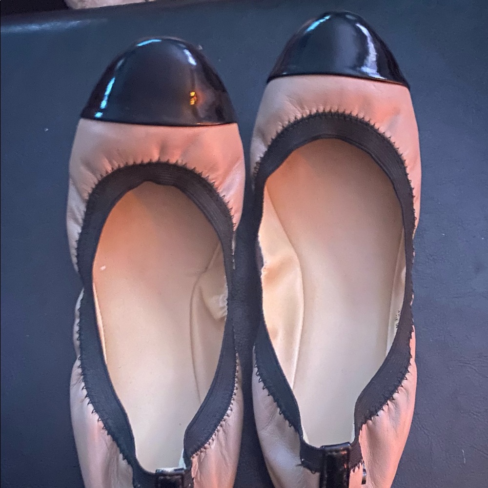 Cole Haan Deltona Gore Bal II Beige Black Patent Leather Ballet Flat Size 9B
